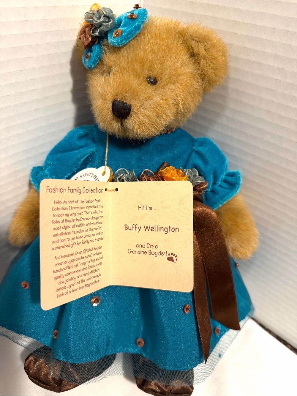 Genuine Boyds Buffy Wellington "The Fashion Family Collection Bear"